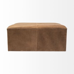 36" Brown Faux-Leather Cube Ottoman – Luxe Lounge Collection