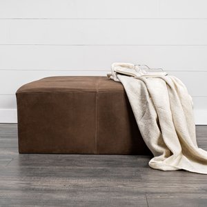36" Brown Faux-Leather Cube Ottoman – Luxe Lounge Collection
