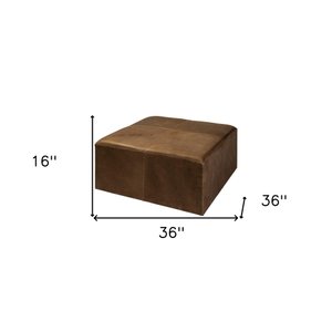 36" Brown Faux-Leather Cube Ottoman – Luxe Lounge Collection