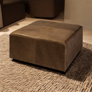 36" Brown Faux-Leather Cube Ottoman – Luxe Lounge Collection