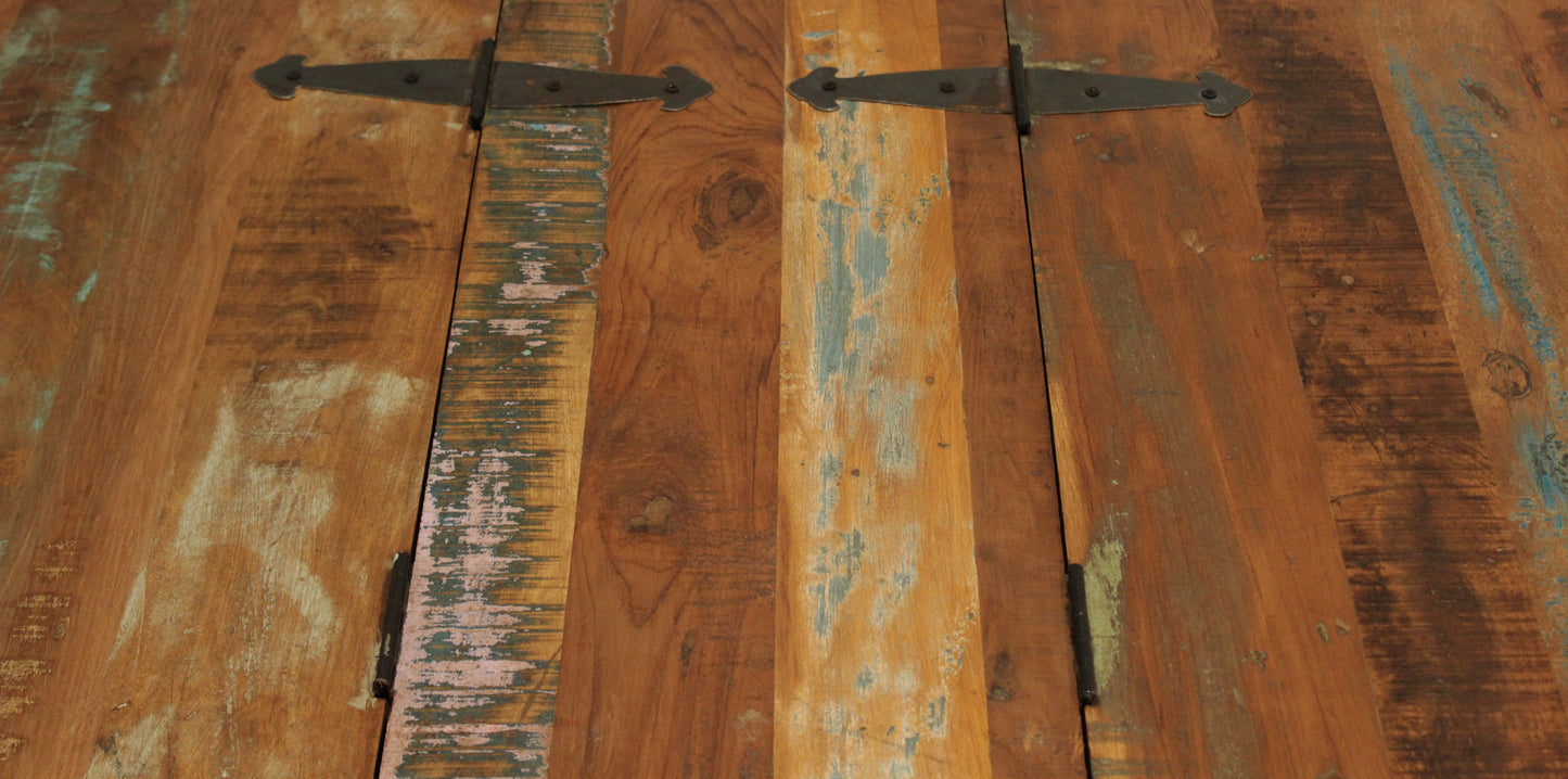 60" Green & Brown Solid Wood Distressed Lift-Top Coffee Table – Premium Modern Collection