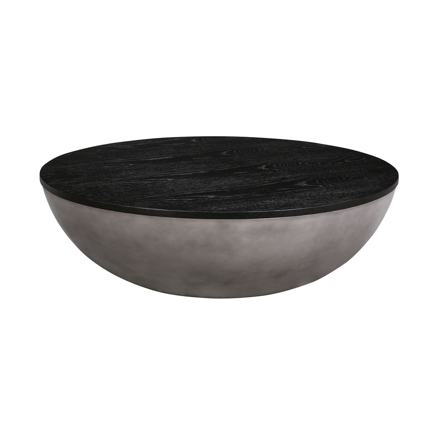 48" Black & Gray Solid Wood & Concrete Round Coffee Table – Industrial Luxury Collection