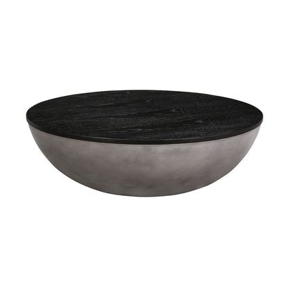 48" Black & Gray Solid Wood & Concrete Round Coffee Table – Industrial Luxury Collection