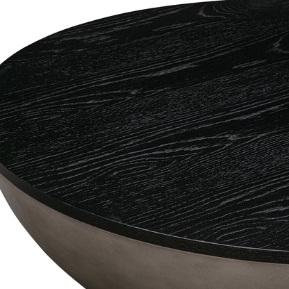 48" Black & Gray Solid Wood & Concrete Round Coffee Table – Industrial Luxury Collection