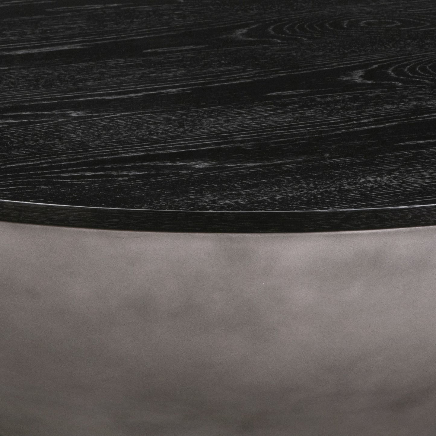 48" Black & Gray Solid Wood & Concrete Round Coffee Table – Industrial Luxury Collection