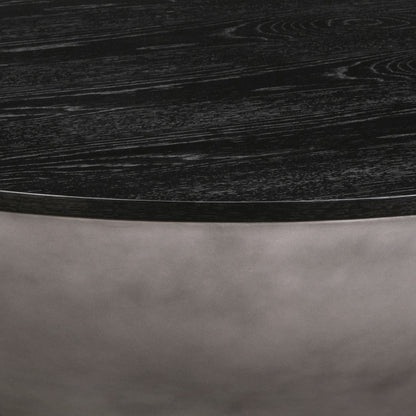 48" Black & Gray Solid Wood & Concrete Round Coffee Table – Industrial Luxury Collection
