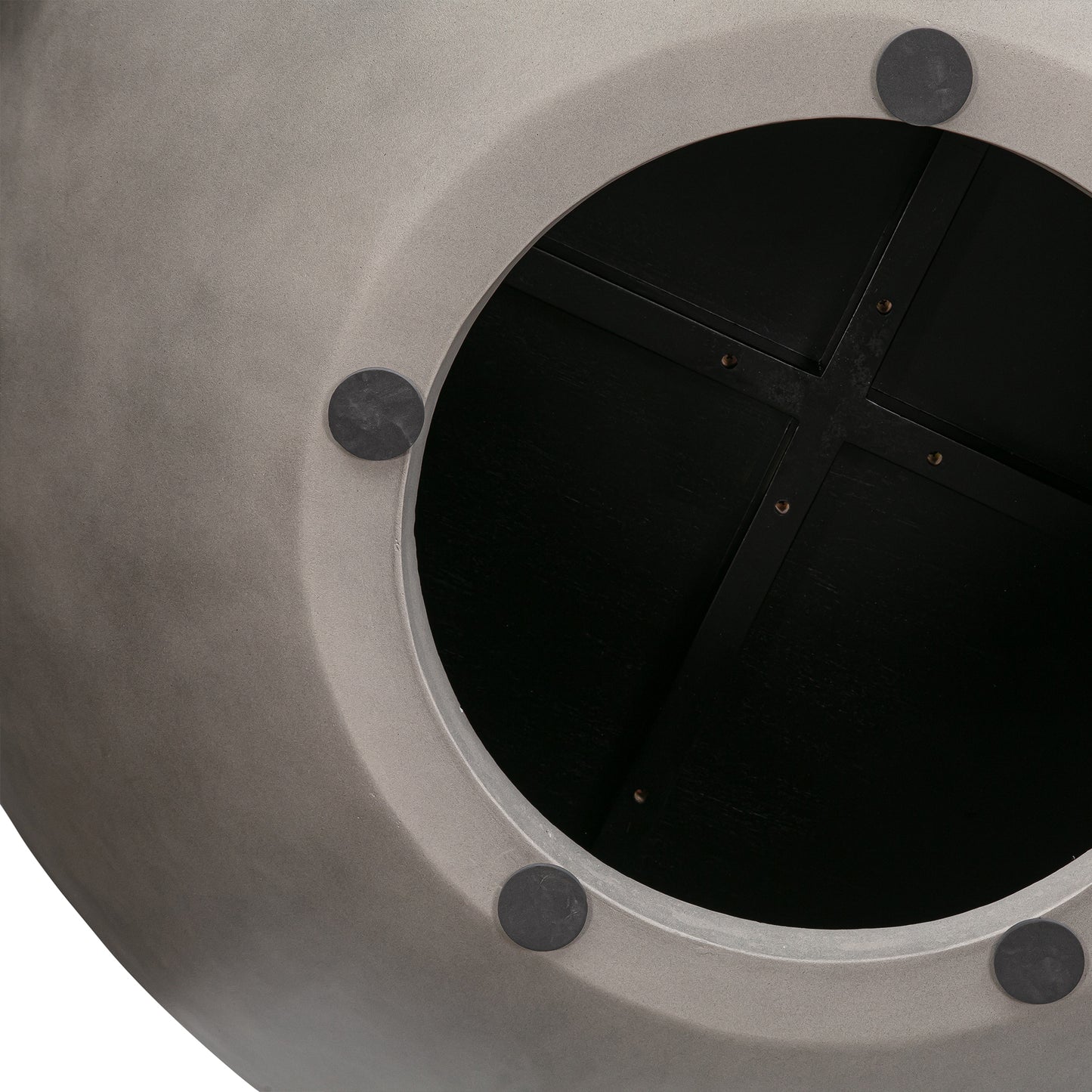 48" Black & Gray Solid Wood & Concrete Round Coffee Table – Industrial Luxury Collection