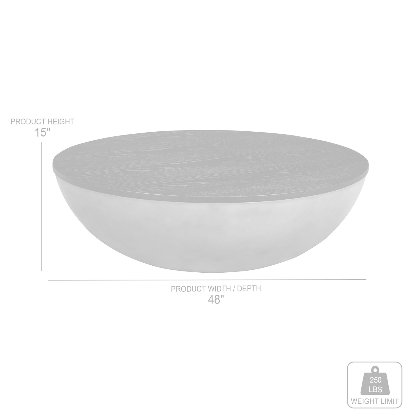 48" Black & Gray Solid Wood & Concrete Round Coffee Table – Industrial Luxury Collection