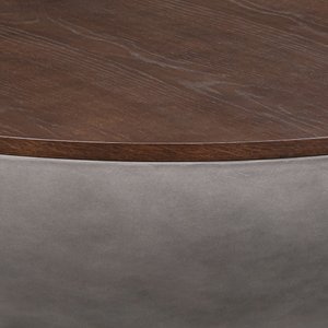 48" Brown & Gray Solid Wood & Concrete Round Coffee Table – Industrial Luxury Collection