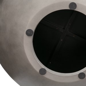 48" Brown & Gray Solid Wood & Concrete Round Coffee Table – Industrial Luxury Collection