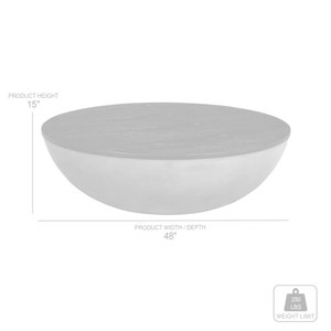 48" Brown & Gray Solid Wood & Concrete Round Coffee Table – Industrial Luxury Collection