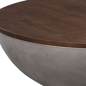 48" Brown & Gray Solid Wood & Concrete Round Coffee Table – Industrial Luxury Collection