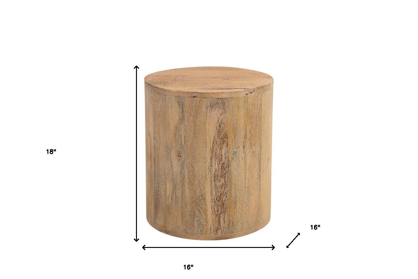 18" Natural Solid Wood Round End Table – Boho Luxe Collection