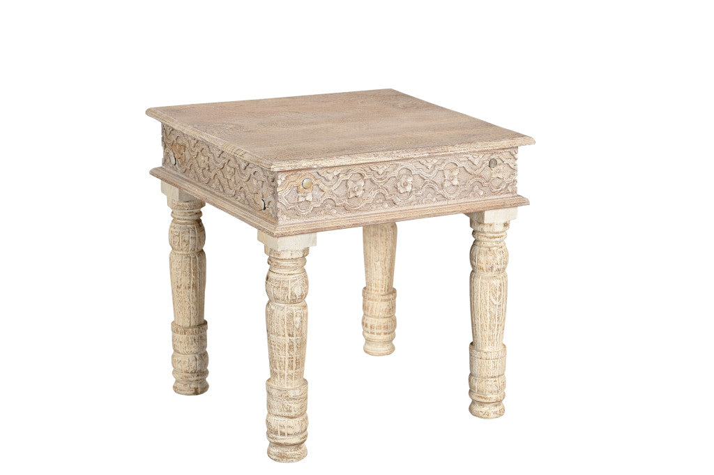 24" Natural Distressed Solid Wood Square End Table – Luxe Wood Collection