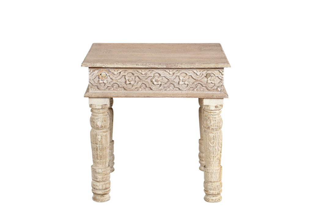 24" Natural Distressed Solid Wood Square End Table – Luxe Wood Collection