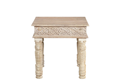 24" Natural Distressed Solid Wood Square End Table – Luxe Wood Collection