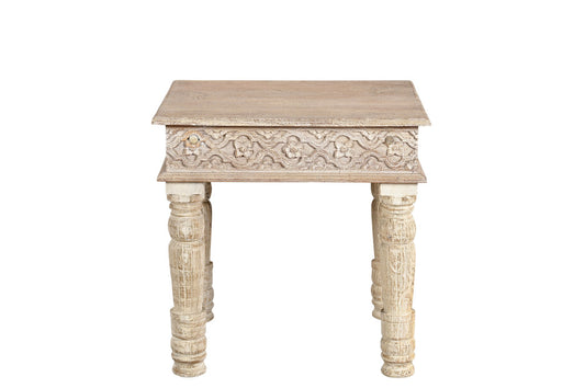 24" Natural Distressed Solid Wood Square End Table – Luxe Wood Collection