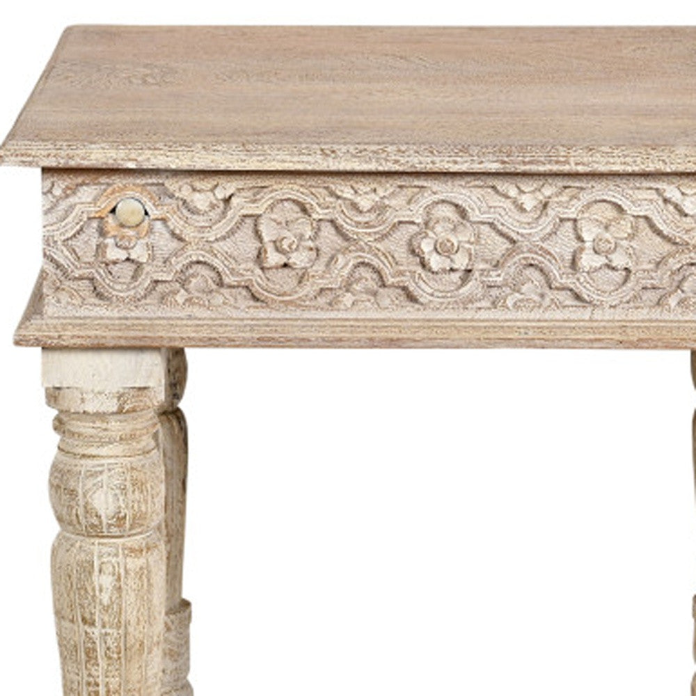24" Natural Distressed Solid Wood Square End Table – Luxe Wood Collection