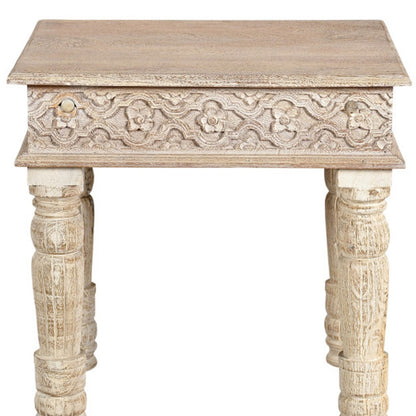24" Natural Distressed Solid Wood Square End Table – Luxe Wood Collection