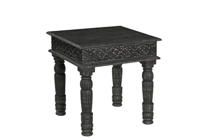 24" Black Distressed Solid Wood End Table – Modern Luxury Collection