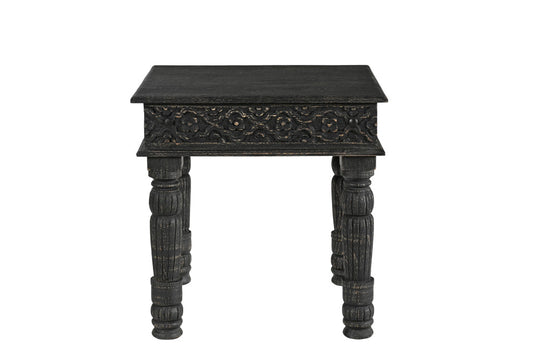 24" Black Distressed Solid Wood End Table – Modern Luxury Collection