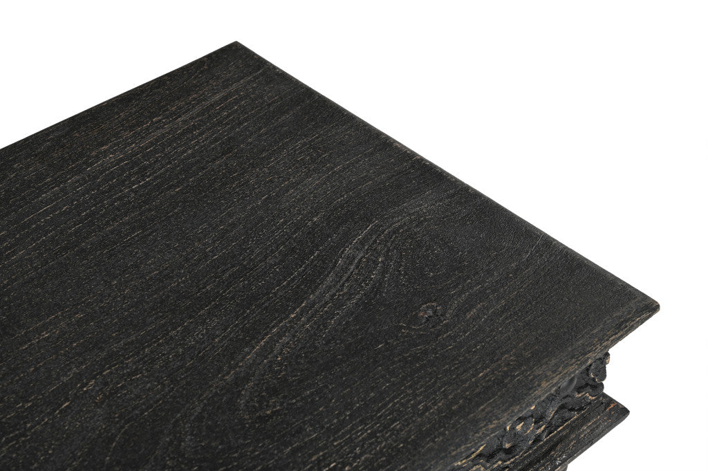 24" Black Distressed Solid Wood End Table – Modern Luxury Collection