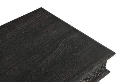 24" Black Distressed Solid Wood End Table – Modern Luxury Collection