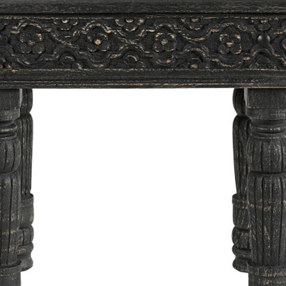 24" Black Distressed Solid Wood End Table – Modern Luxury Collection