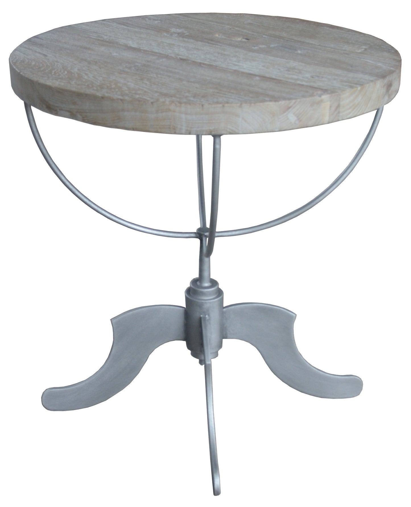 30" Brown Reclaimed Wood & Iron Round Pedestal End Table – Luxury Reclaimed Collection