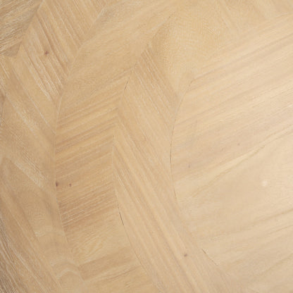 39" Natural & White Solid Wood Round Distressed Coffee Table – Boho Luxe Collection