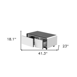 41" Black & White Glass & Acrylic Coffee Table with Two Drawers – Modern Luxury Collection