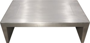 54" Silver Aluminum & Solid Wood Sled Coffee Table – Modern Luxury Collection