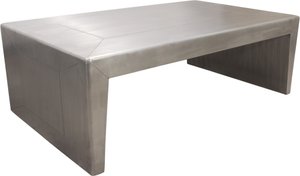 54" Silver Aluminum & Solid Wood Sled Coffee Table – Modern Luxury Collection