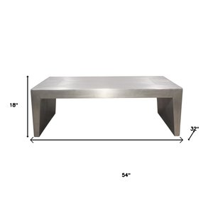 54" Silver Aluminum & Solid Wood Sled Coffee Table – Modern Luxury Collection