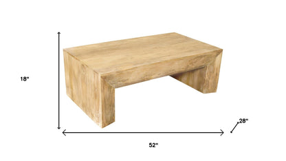 52" Natural Solid Wood Distressed Coffee Table – Luxury Wood Collection