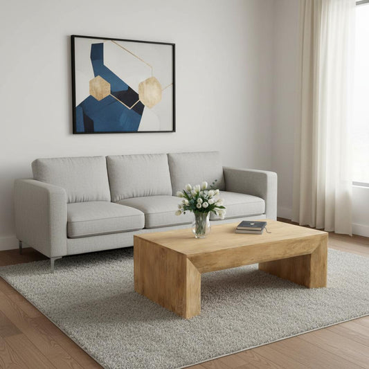 52" Natural Solid Wood Distressed Coffee Table – Luxury Wood Collection