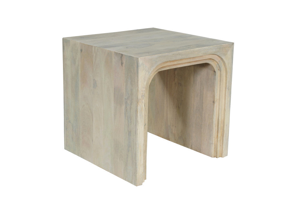 24" White Solid Wood Square Sled End Table – Luxe Minimal Collection