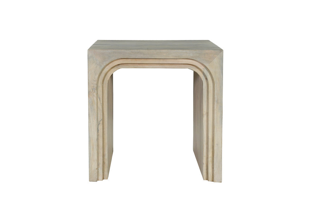 24" White Solid Wood Square Sled End Table – Luxe Minimal Collection