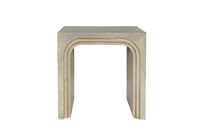 24" White Solid Wood Square Sled End Table – Luxe Minimal Collection