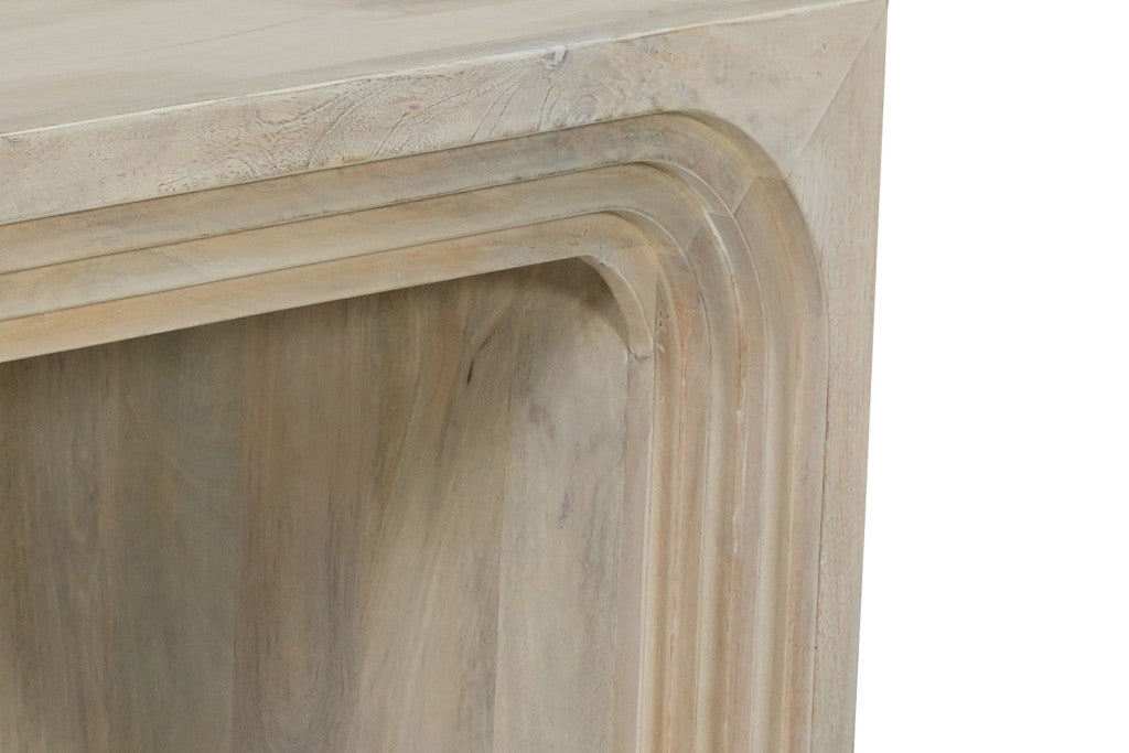 24" White Solid Wood Square Sled End Table – Luxe Minimal Collection