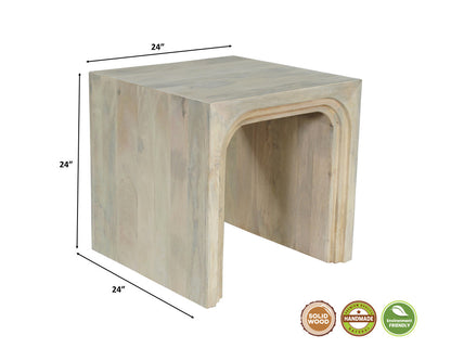 24" White Solid Wood Square Sled End Table – Luxe Minimal Collection