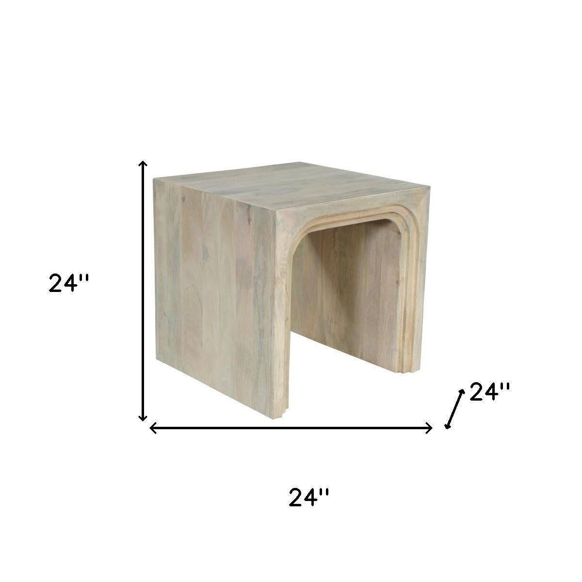 24" White Solid Wood Square Sled End Table – Luxe Minimal Collection