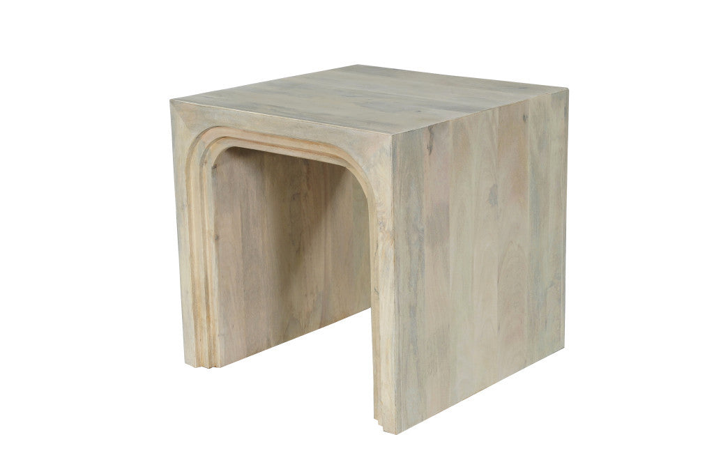 24" White Solid Wood Square Sled End Table – Luxe Minimal Collection
