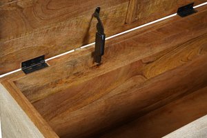 52" Gray Distressed Solid Wood Carved Floral Storage Ottoman – Luxe Accent Collection