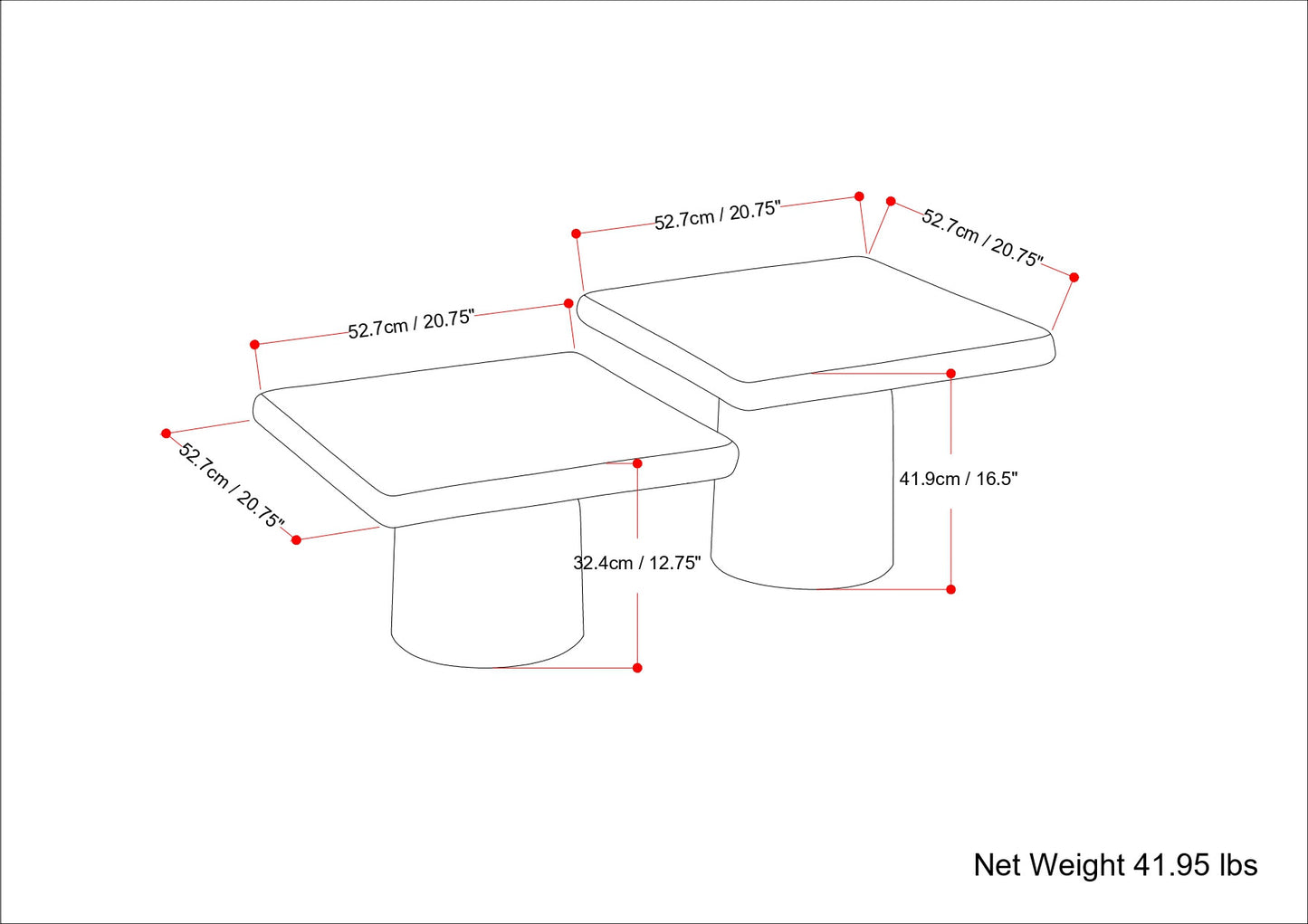 17" Black Aluminum Square End Table – Modern Luxury Accent Collection
