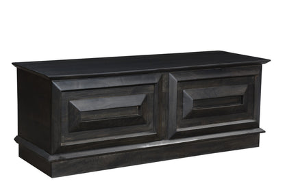 52" Dark Brown Solid Wood Storage Ottoman – Luxury Wood Collection