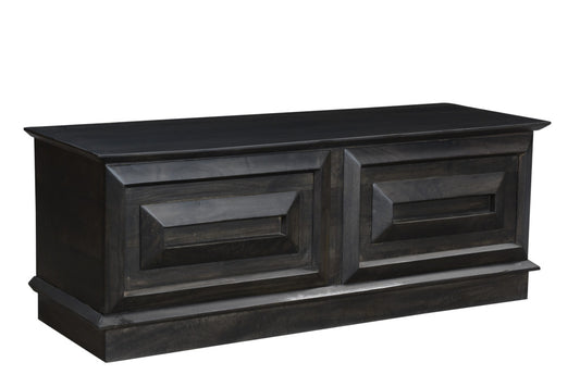 52" Dark Brown Solid Wood Storage Ottoman – Luxury Wood Collection