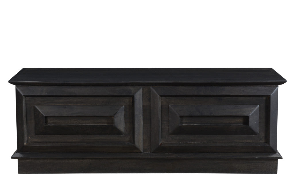 52" Dark Brown Solid Wood Storage Ottoman – Luxury Wood Collection