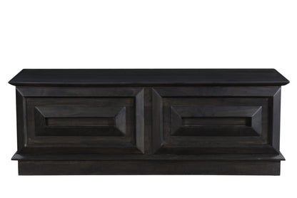 52" Dark Brown Solid Wood Storage Ottoman – Luxury Wood Collection