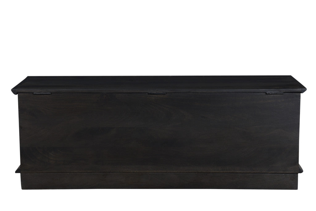 52" Dark Brown Solid Wood Storage Ottoman – Luxury Wood Collection